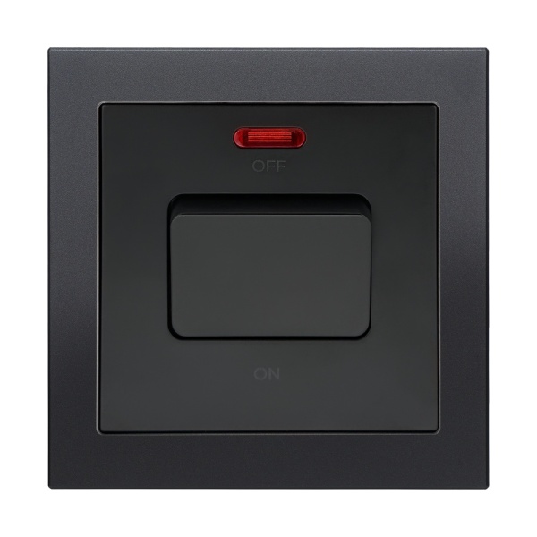 Aura Single Rocker Light Switch - Matt Black RetroTouch Light
